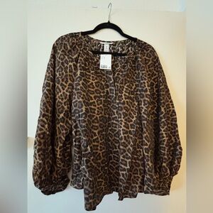 H&M Leopard Print Blouse - Brown and Black